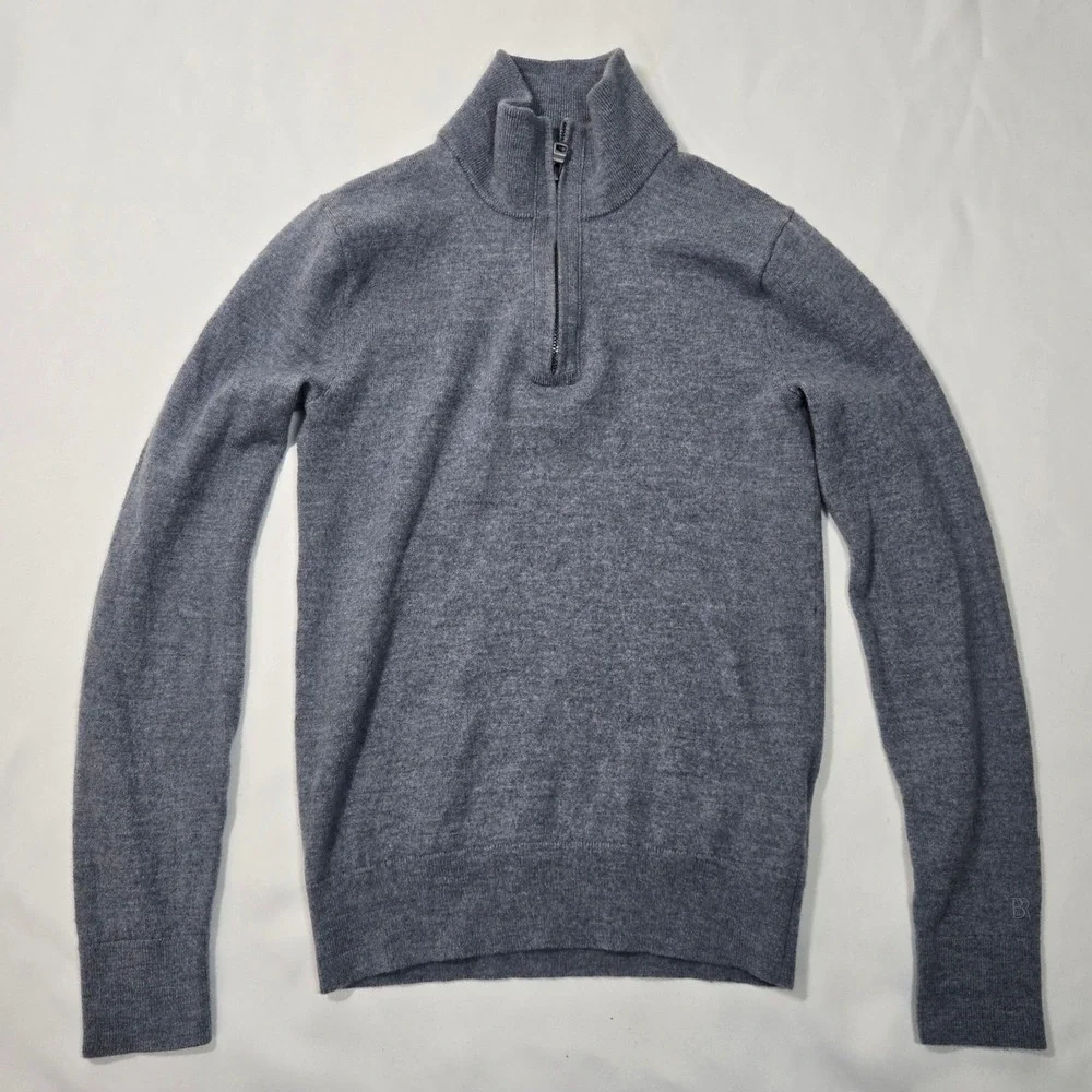 Banana Republic Mens XS Blue Merino Wool Half Zip Sweater Baruffa Yarn Pullover